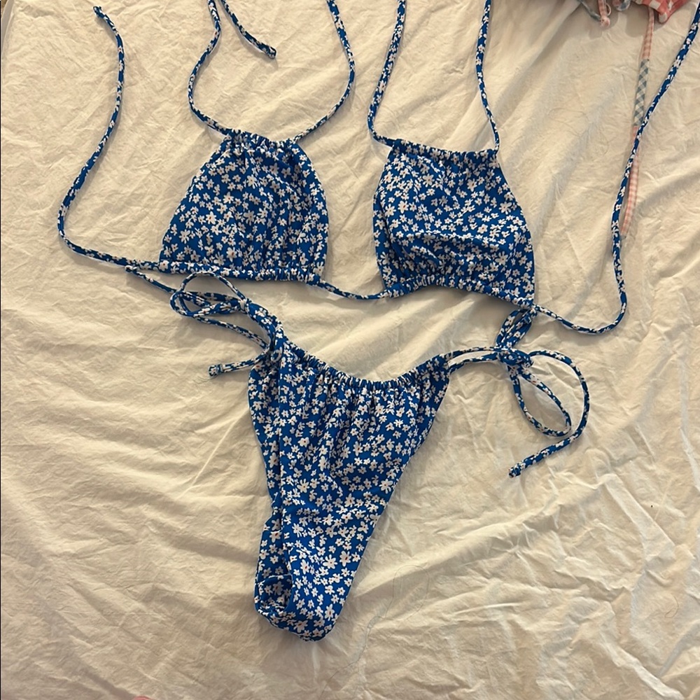 Blue Floral Bikini Set